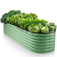 Plant & Plot front view of assembled raised bed showing clean layout and space-saving benefit