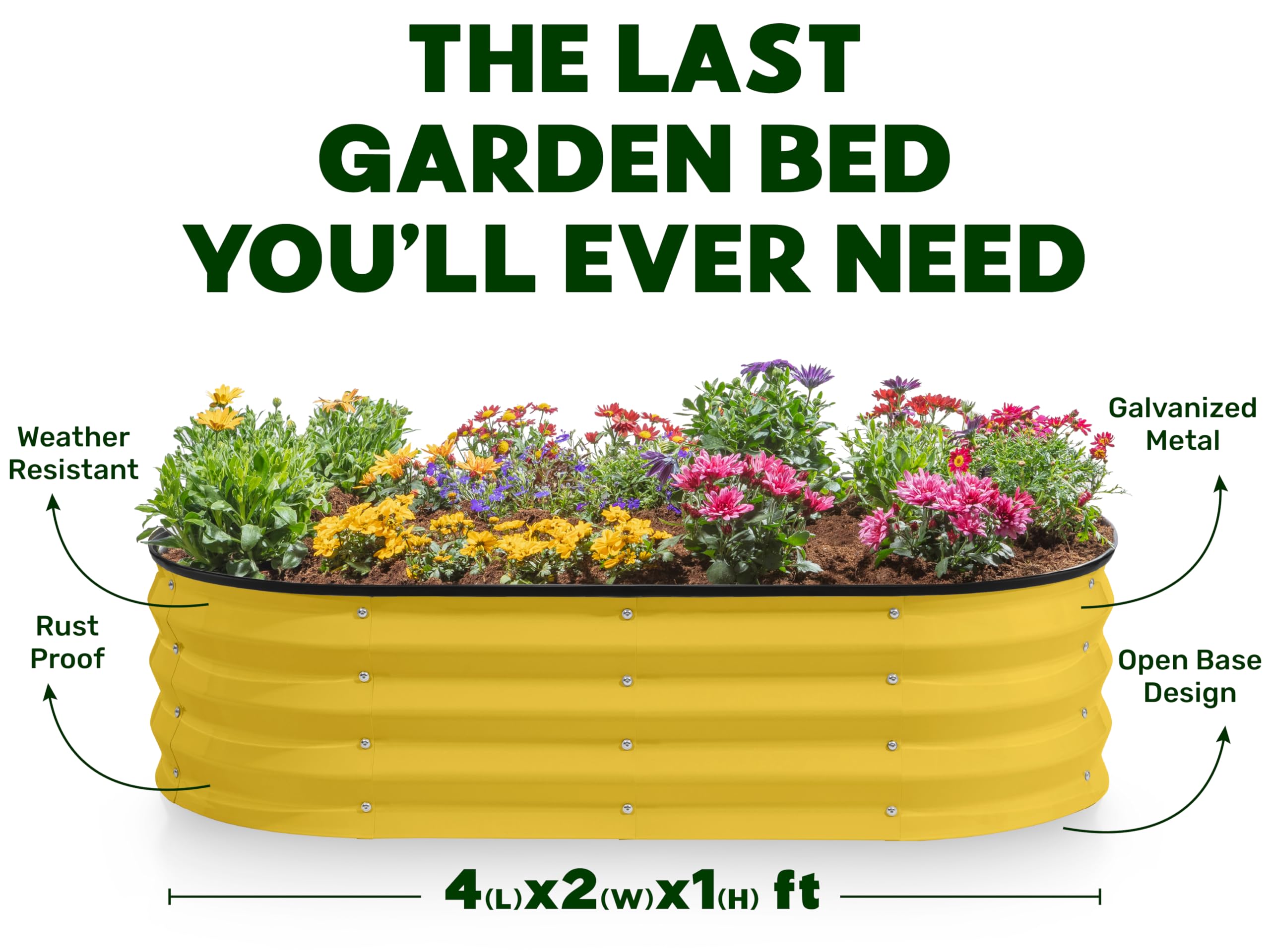 Plant & Plot bed beside gardening tools showing scale and easy backyard placement