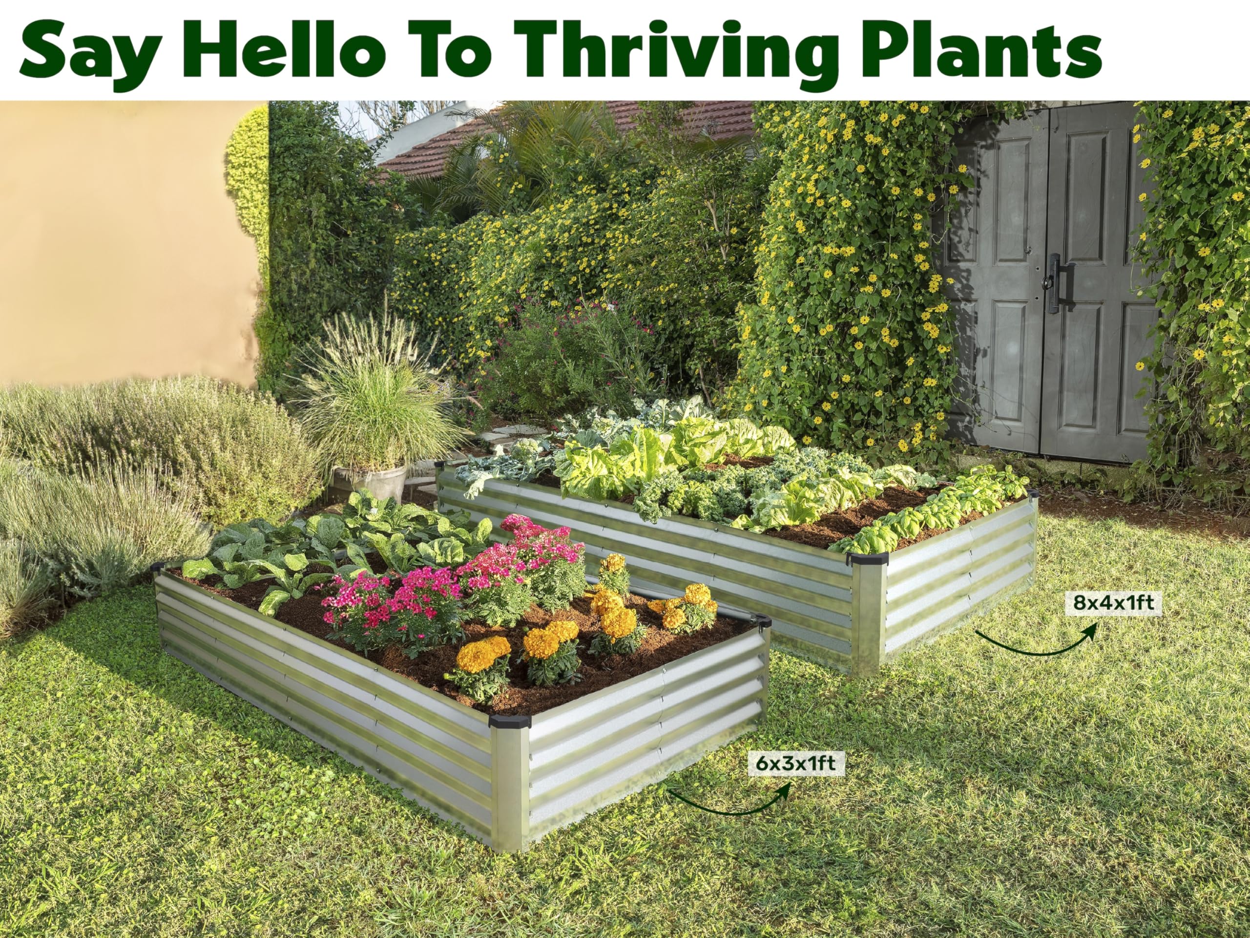 Plant & Plot raised bed filled with vegetables showing productive planting and space efficiency benefit