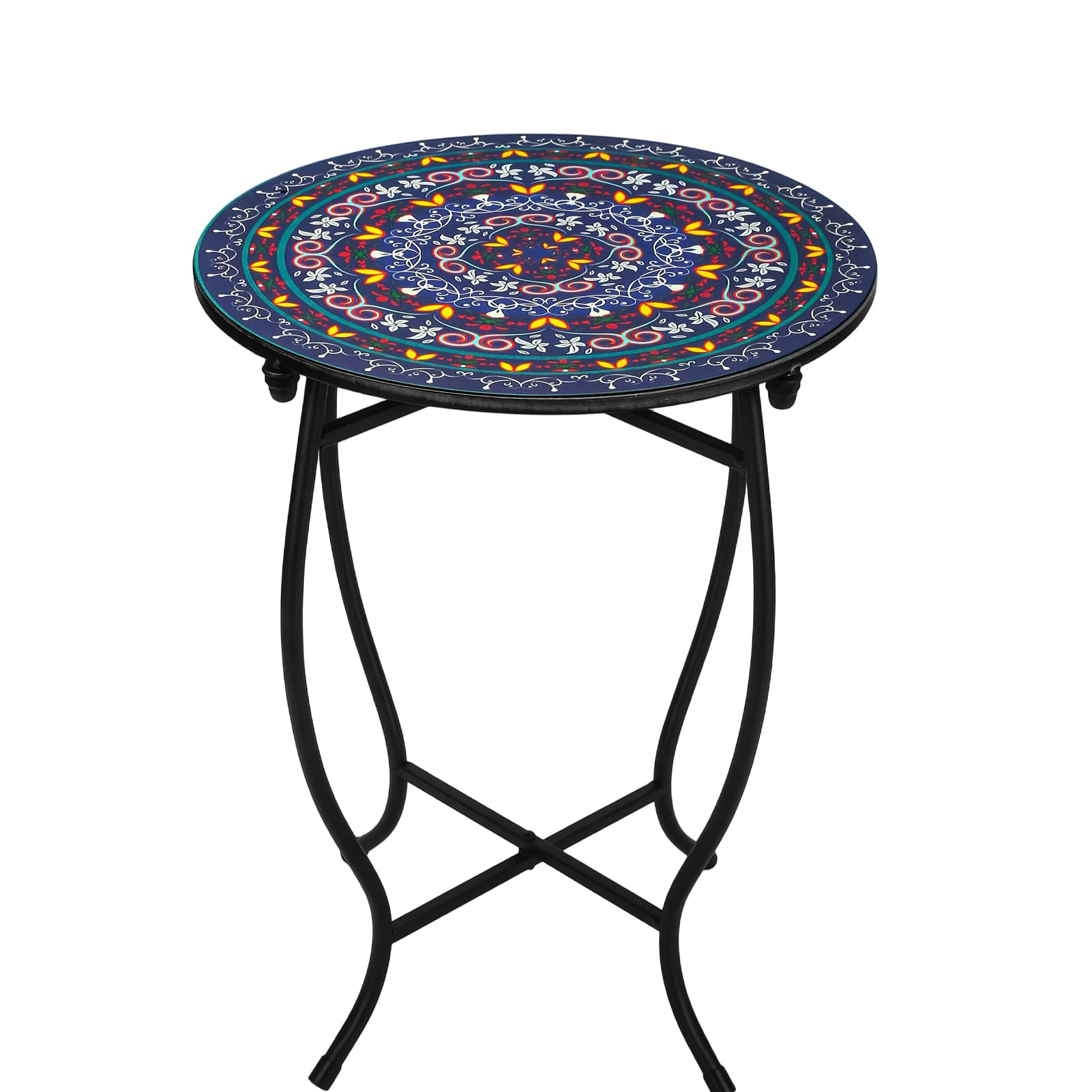 Plant Castle front view of metal round side table, durable outdoor accent