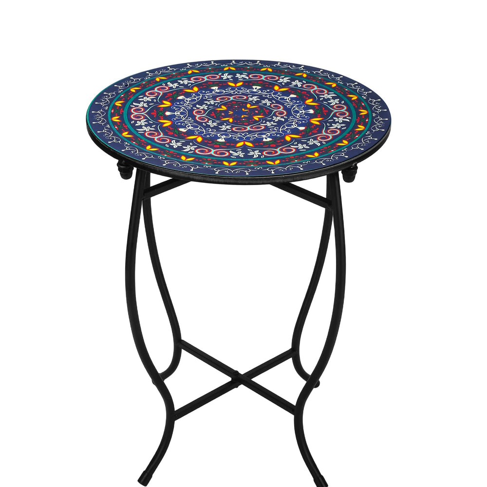Plant Castle front view of metal round side table, durable outdoor accent
