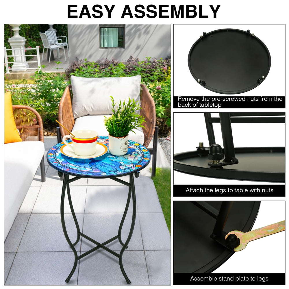 Plant Castle side table with drinks on patio showing practical outdoor functionality