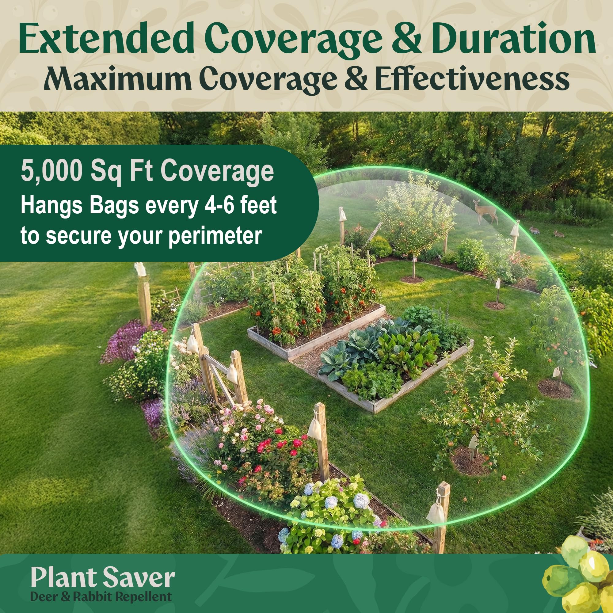 Plant Saver bags hung around fruit tree deterring wildlife