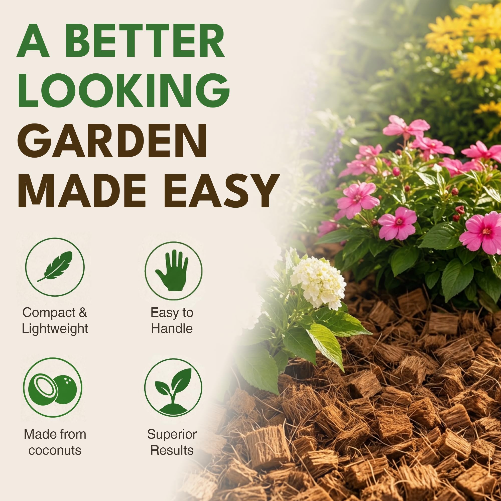PlantBest expanded mulch close-up showing fibrous coir texture that retains moisture