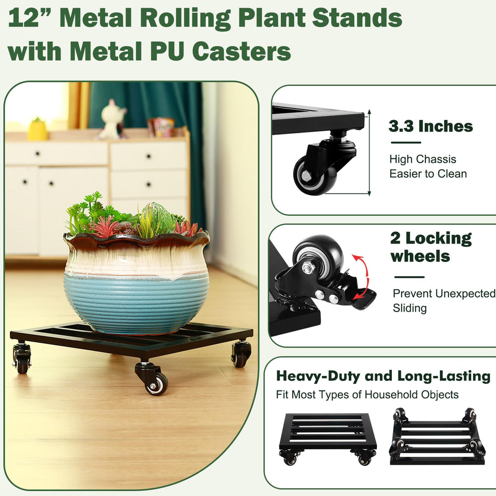 Planterhoma assembled 12-inch dolly under a large pot for effortless repositioning