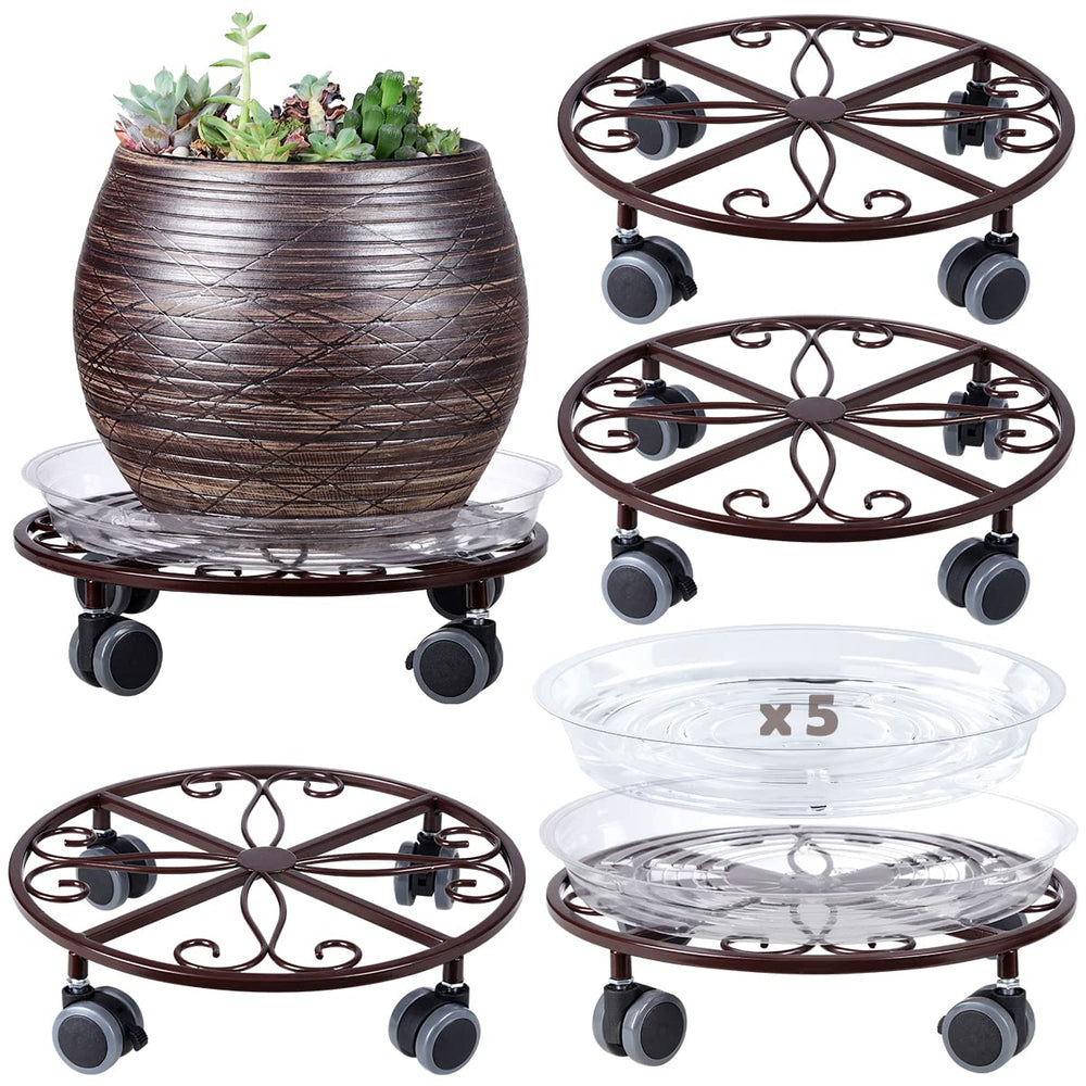 Planterhoma bronze front view showing sturdy frame and saucer protecting floor