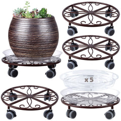 Planterhoma bronze front view showing sturdy frame and saucer protecting floor