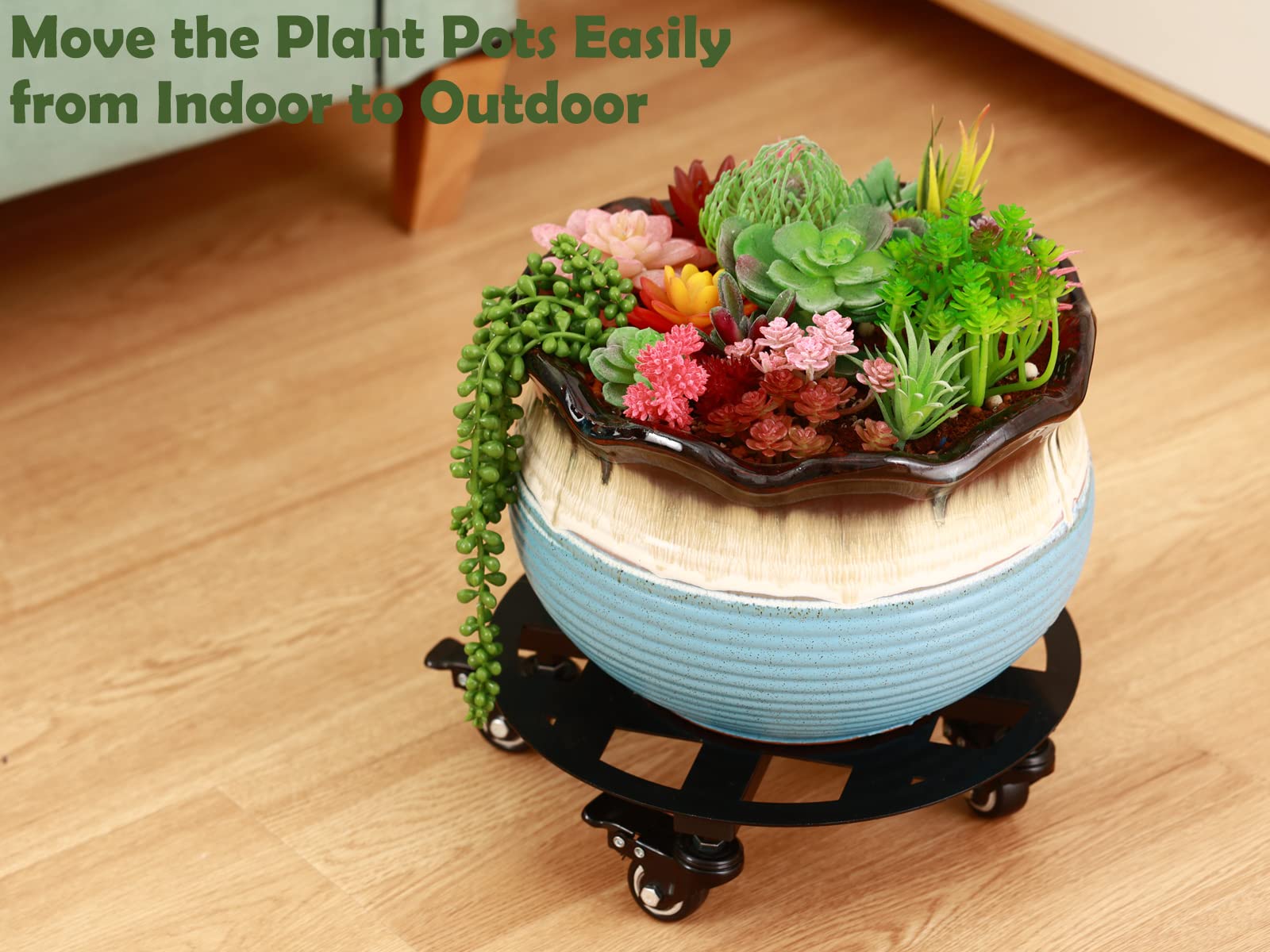 Planterhoma clear plastic saucer catching water to prevent floor stains and damage