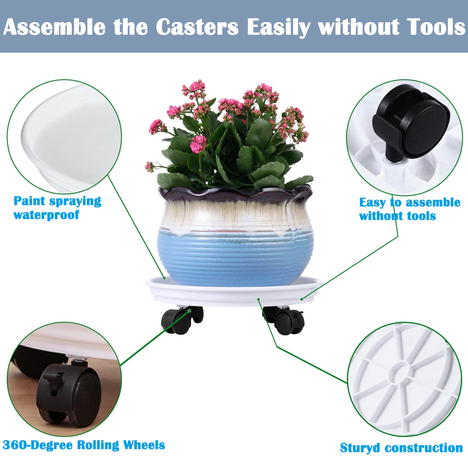 Planterhoma close-up caster detail highlighting smooth glide and durability