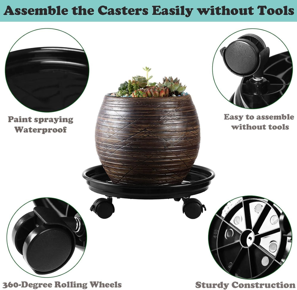 Planterhoma close-up of caster and wheel assembly, durable movement benefit