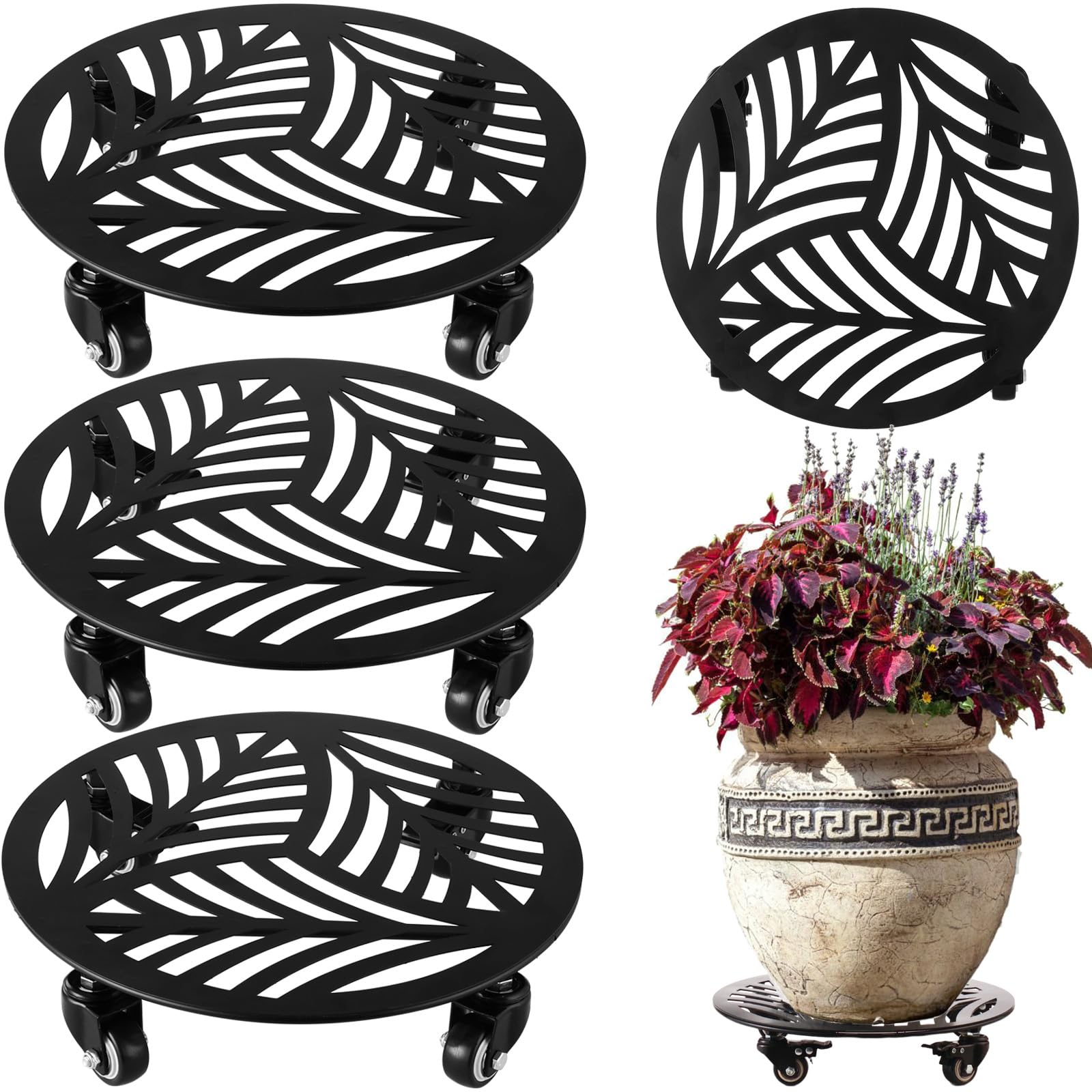 Planterhoma three-pack front view showing decorative leaf pattern and overall set benefit