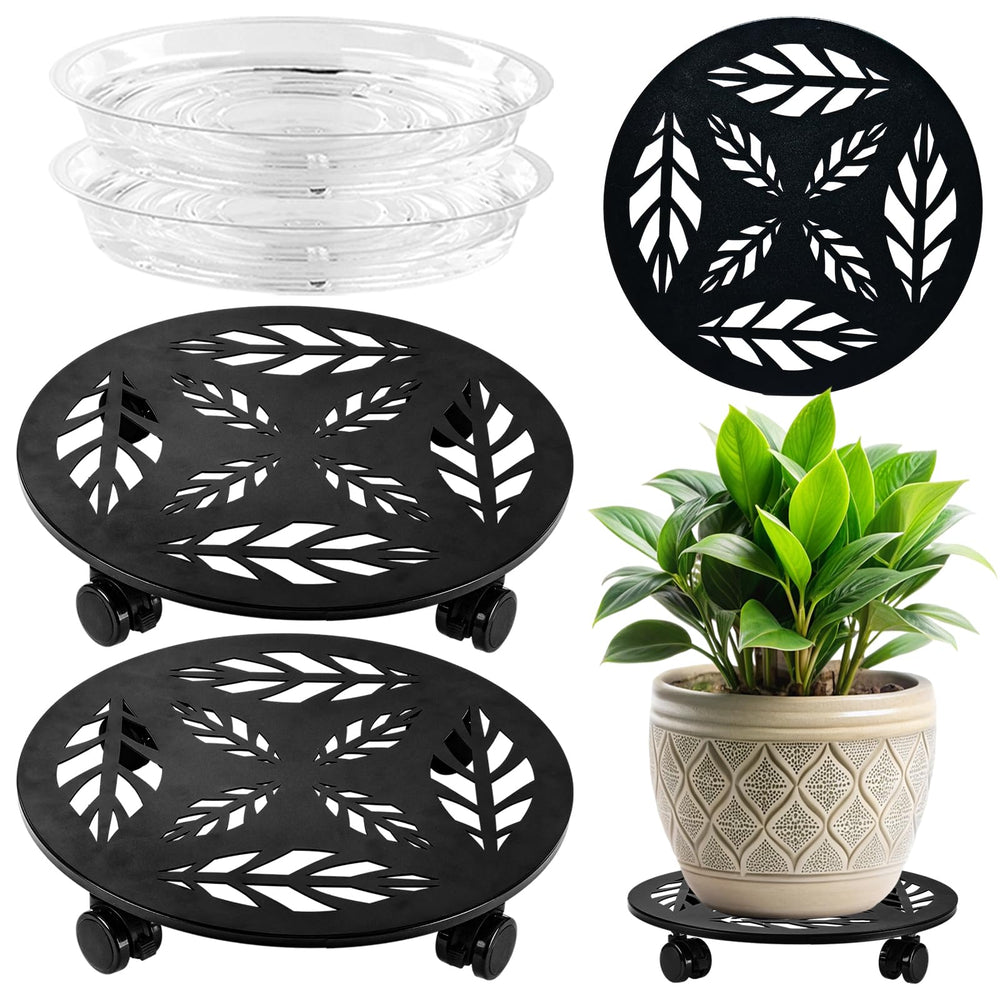 Planterhoma front view of 14-inch plant stand showing elegant support and mobility