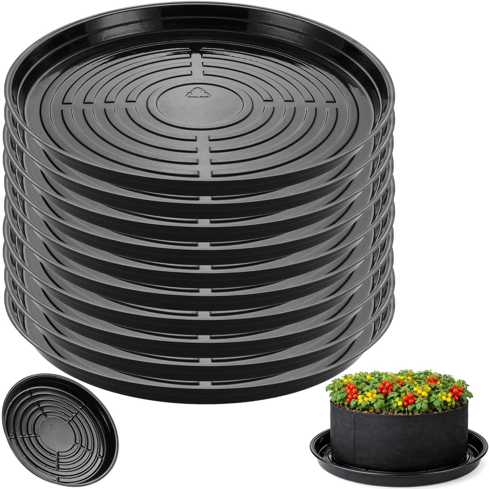 Planterhoma front view 20-inch tray shows wide coverage and stable rim