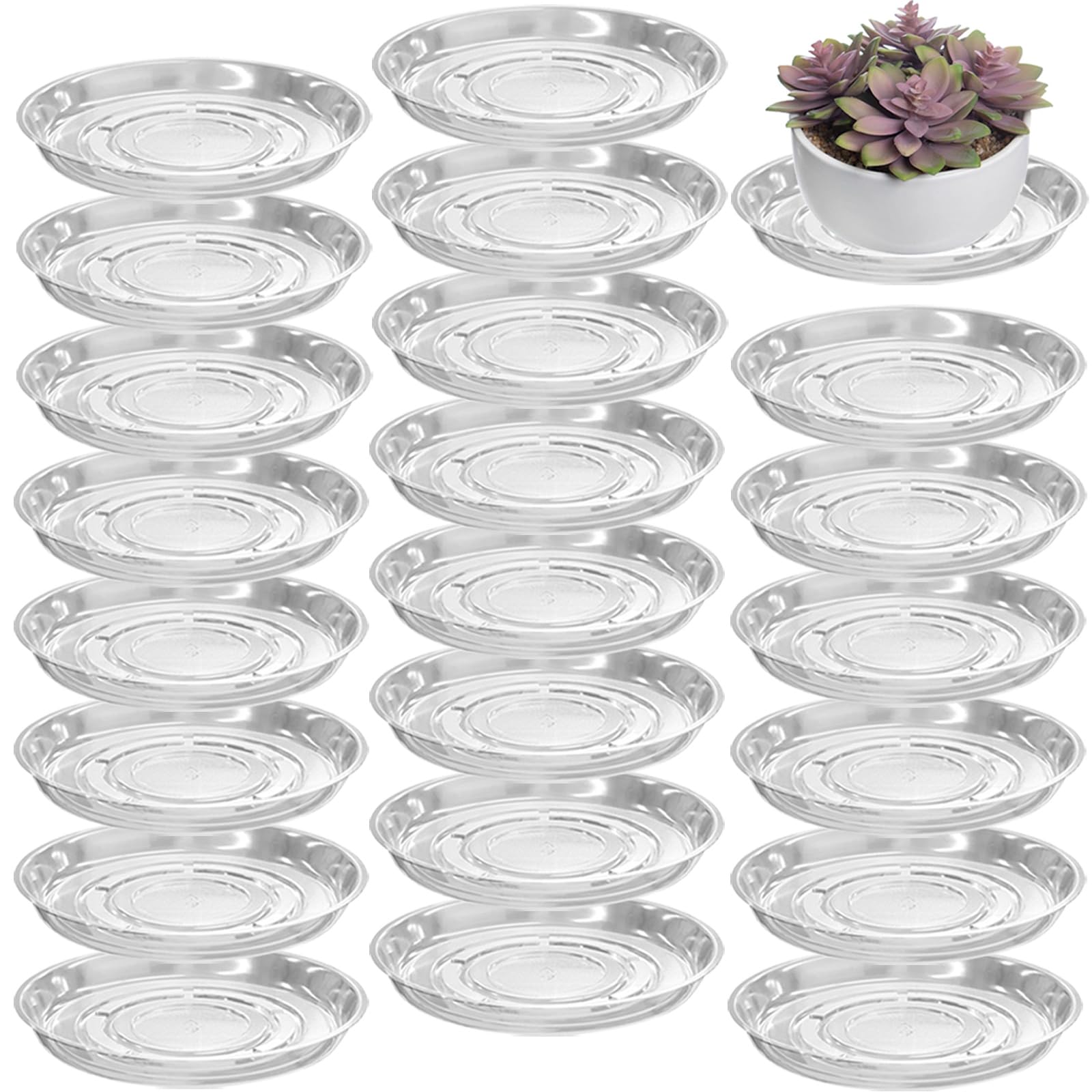 Planterhoma clear saucer front view shows large coverage and protection