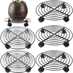 Planterhoma metal plant caddy front view showing sturdy frame and wheel benefit mobility