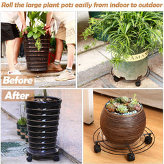 Planterhoma heavy pot on caddy in living room enabling easy repositioning benefit