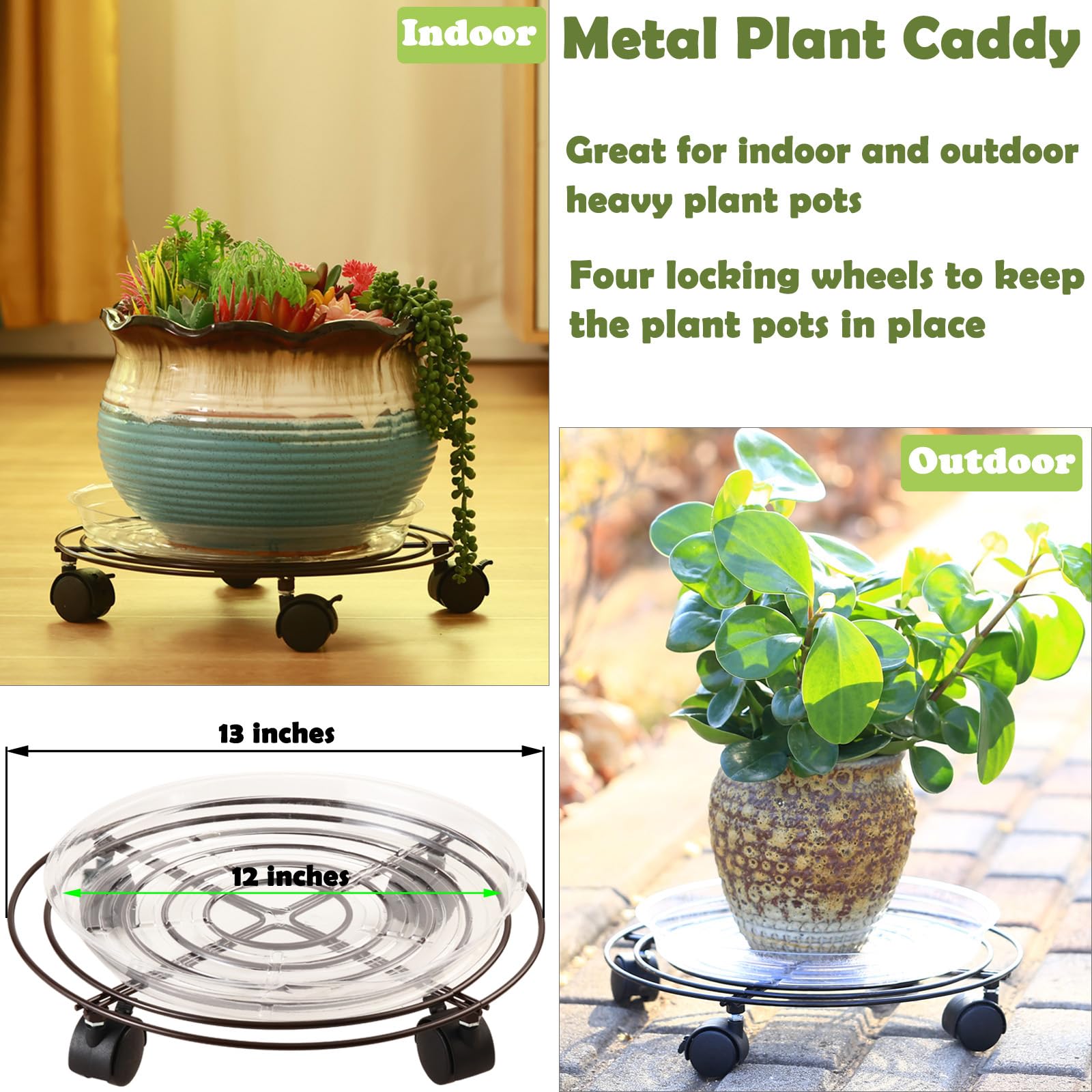 Planterhoma caster close-up showing lockable wheel for stable, no-slip plant placement