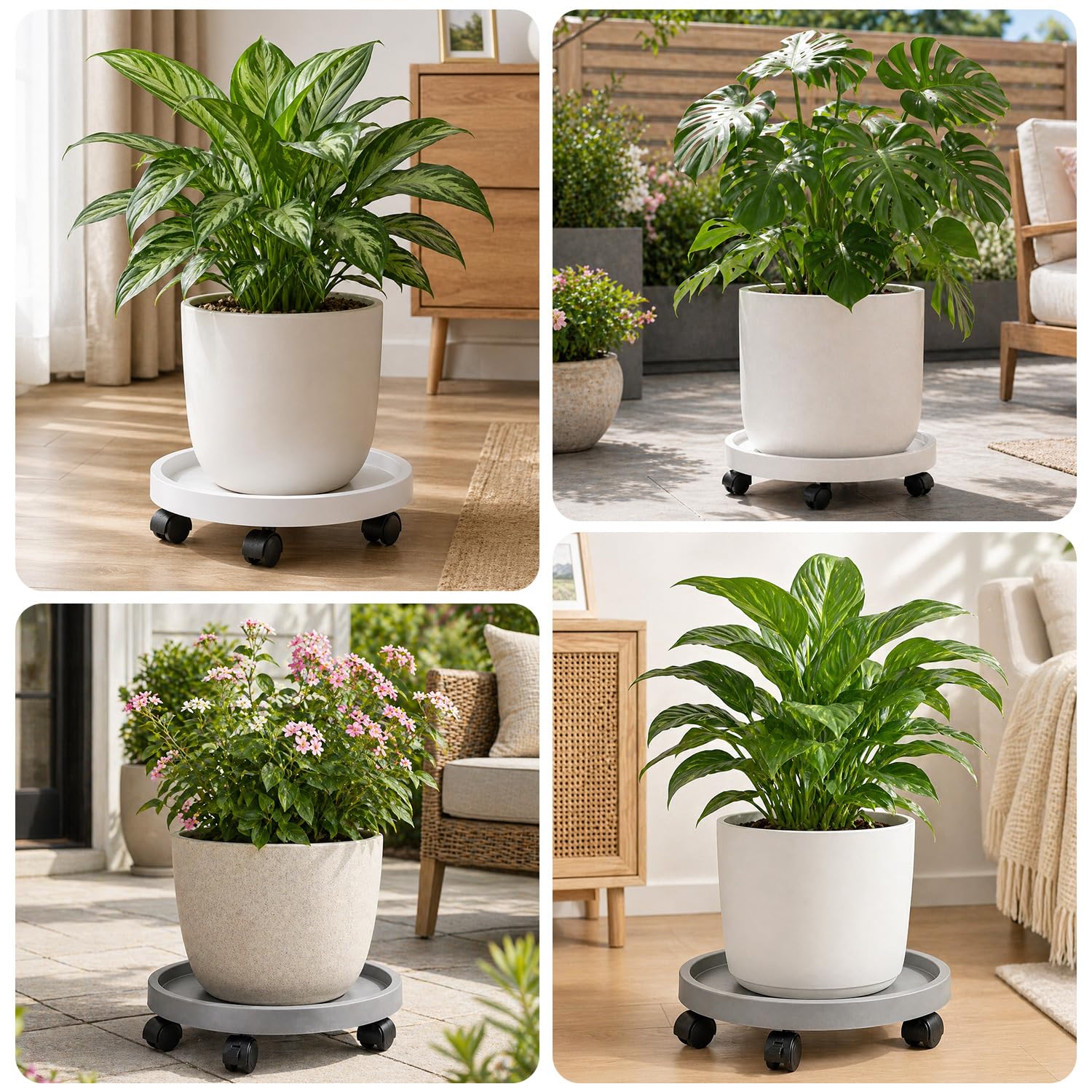 Planterhoma supporting a heavy trash can to show multiuse mobility benefit