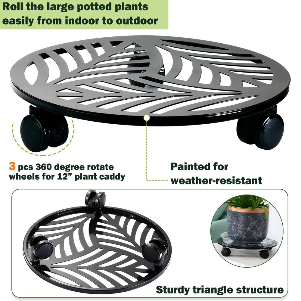 Planterhoma plant caddy on patio demonstrating outdoor-safe display and mobility