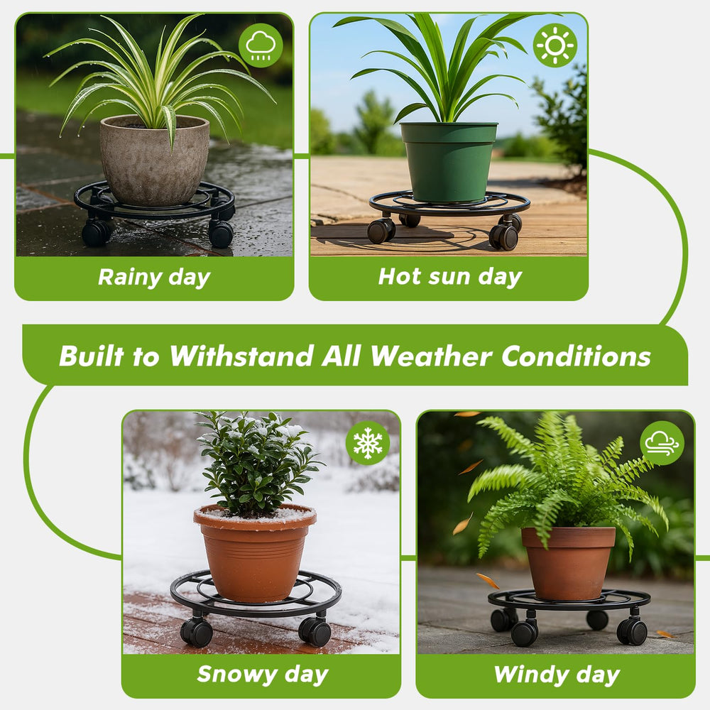 Planterhoma rolling caddy holding heavy planter on balcony for effortless outdoor use