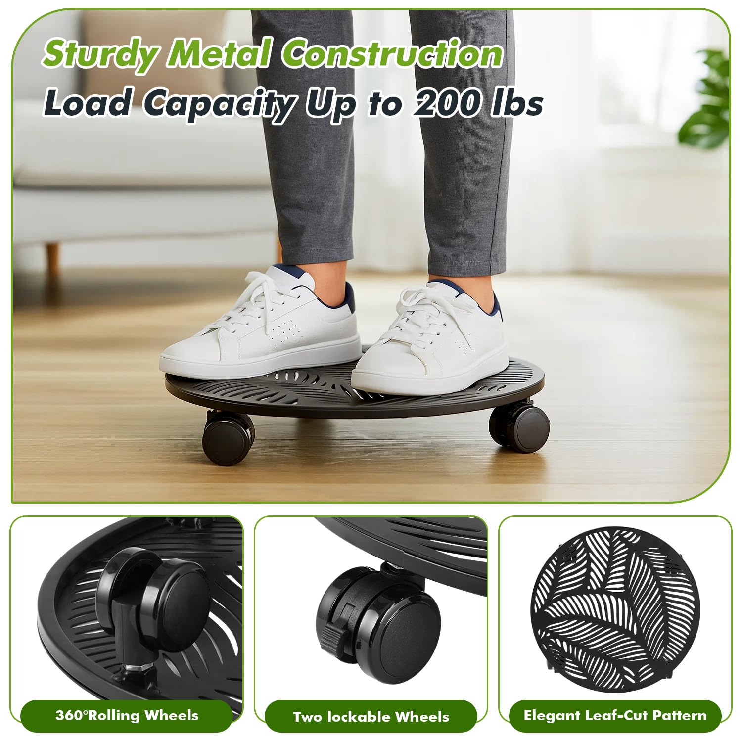 Planterhoma caddy with large pot in living room showing easy repositioning benefit