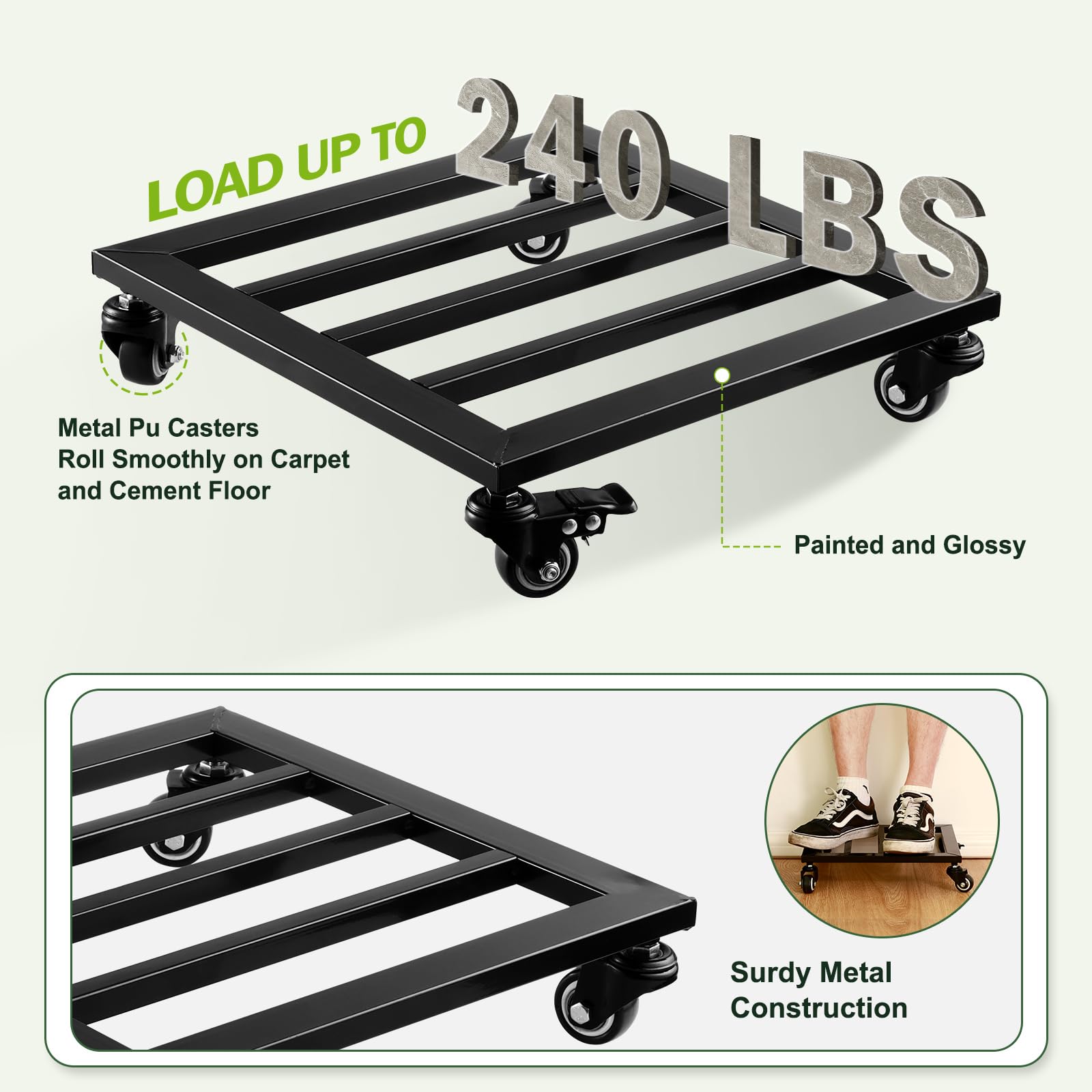 Planterhoma glossy black anti-rust finish detail for long-lasting outdoor use