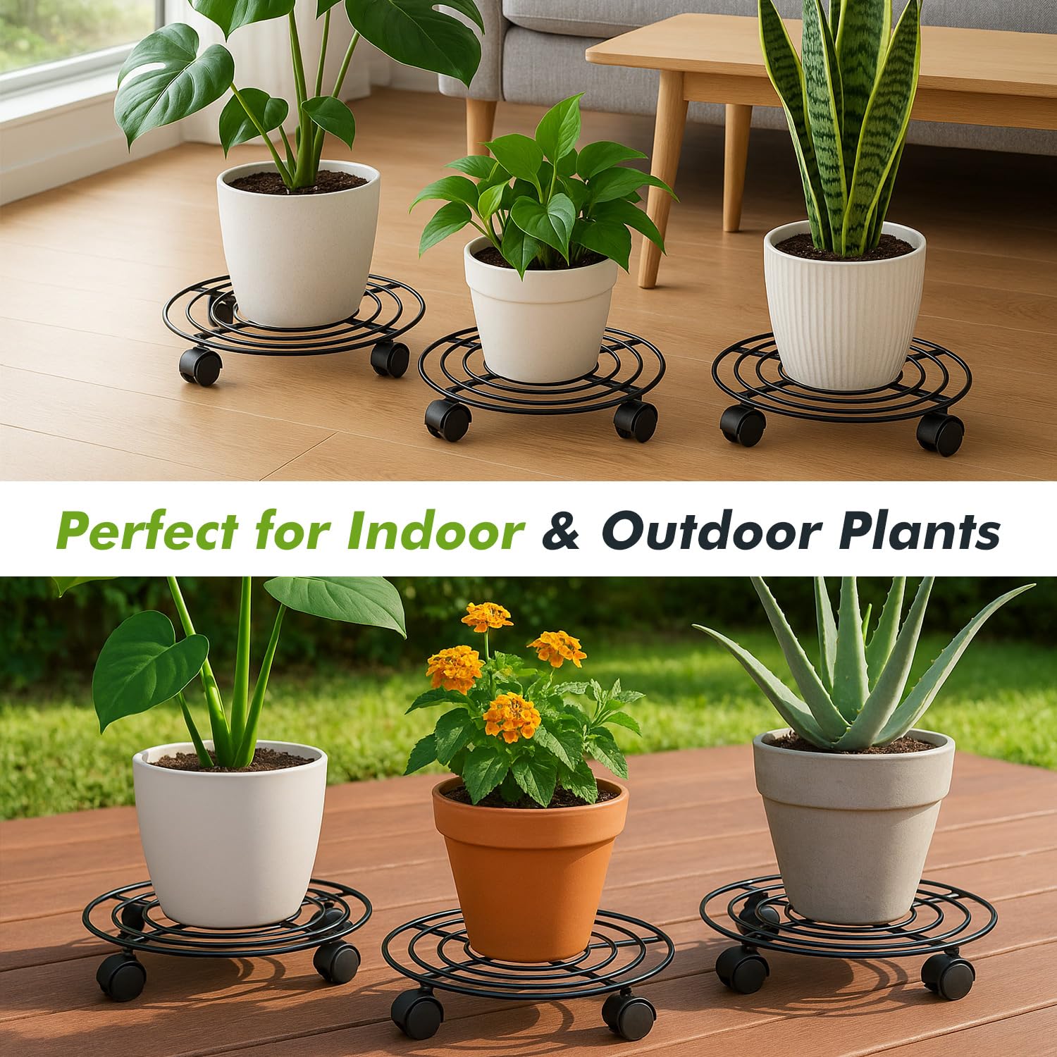 Planterhoma size comparison beside pot showing 13.8-inch fit and stability advantage