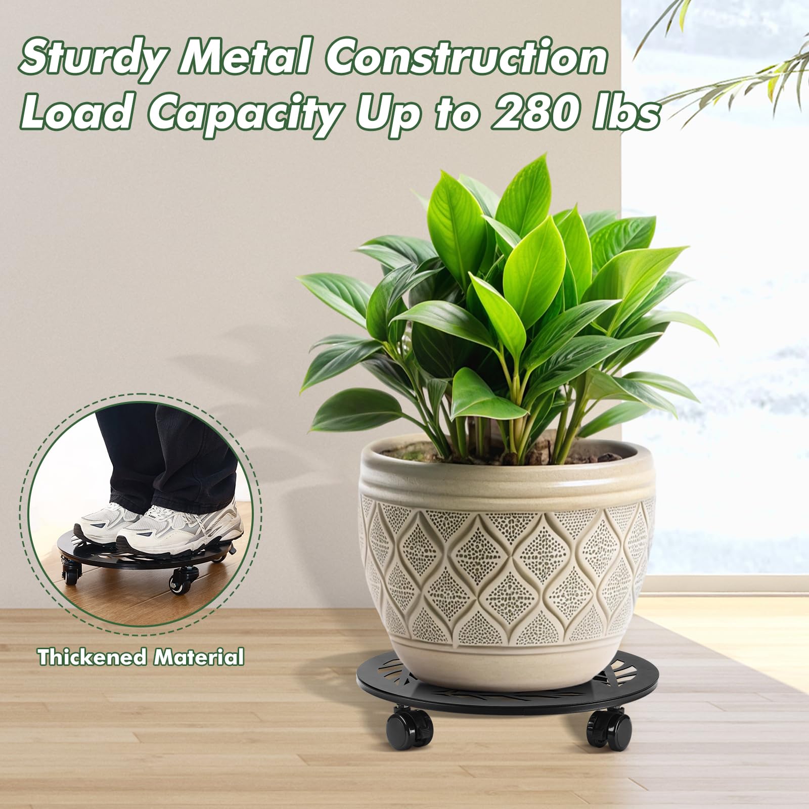 Planterhoma plant stand in living room enabling easy repositioning and styling