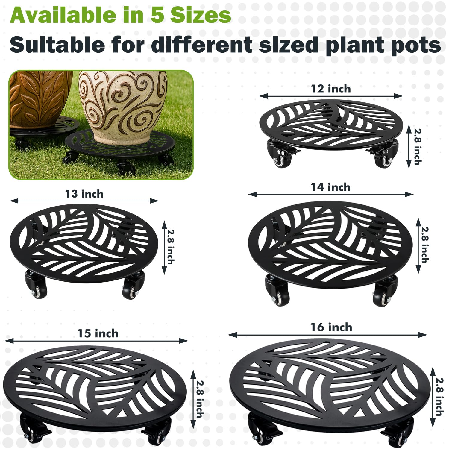 Planterhoma caster wheel with lock engaged demonstrating stable mobility and secure positioning