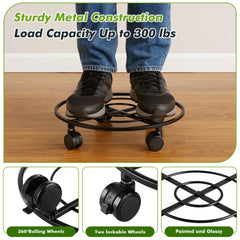 Planterhoma caster detail with lock engaged demonstrating stable, secure positioning
