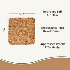 plantonix coco chips spread across garden bed, retaining soil moisture and neat finish
