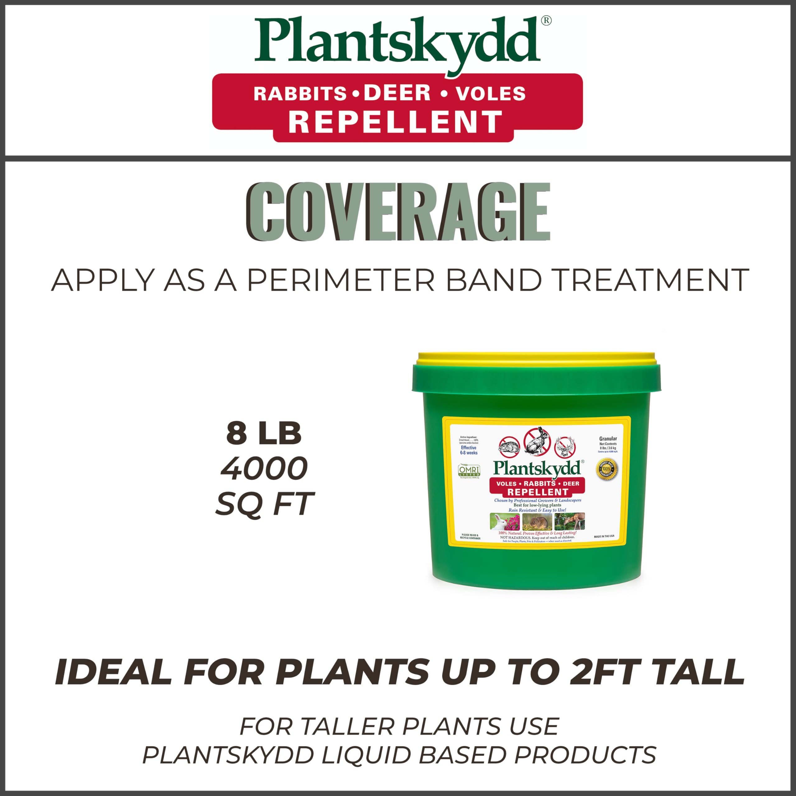 Plantskydd being sprinkled around a shrub to prevent herbivore damage