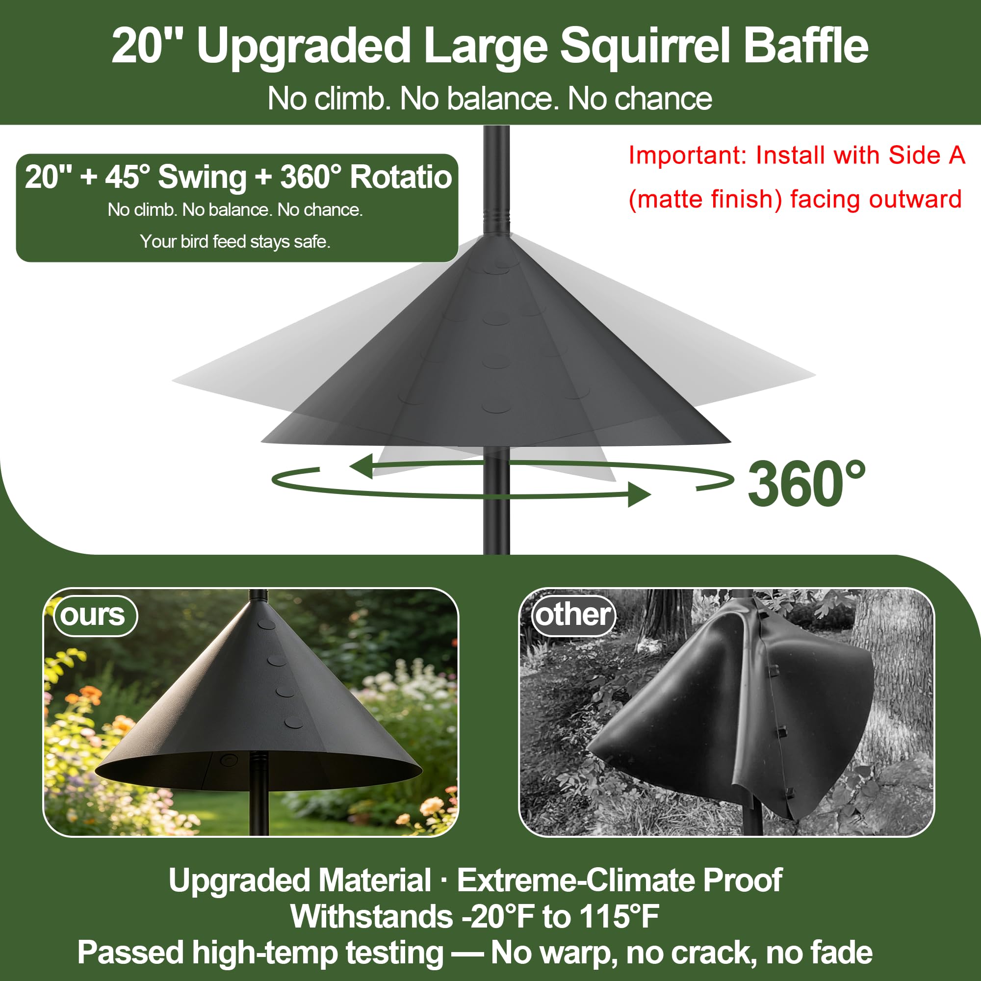 PLAPRO close-up of squirrel baffle texture showing durable UV-resistant material