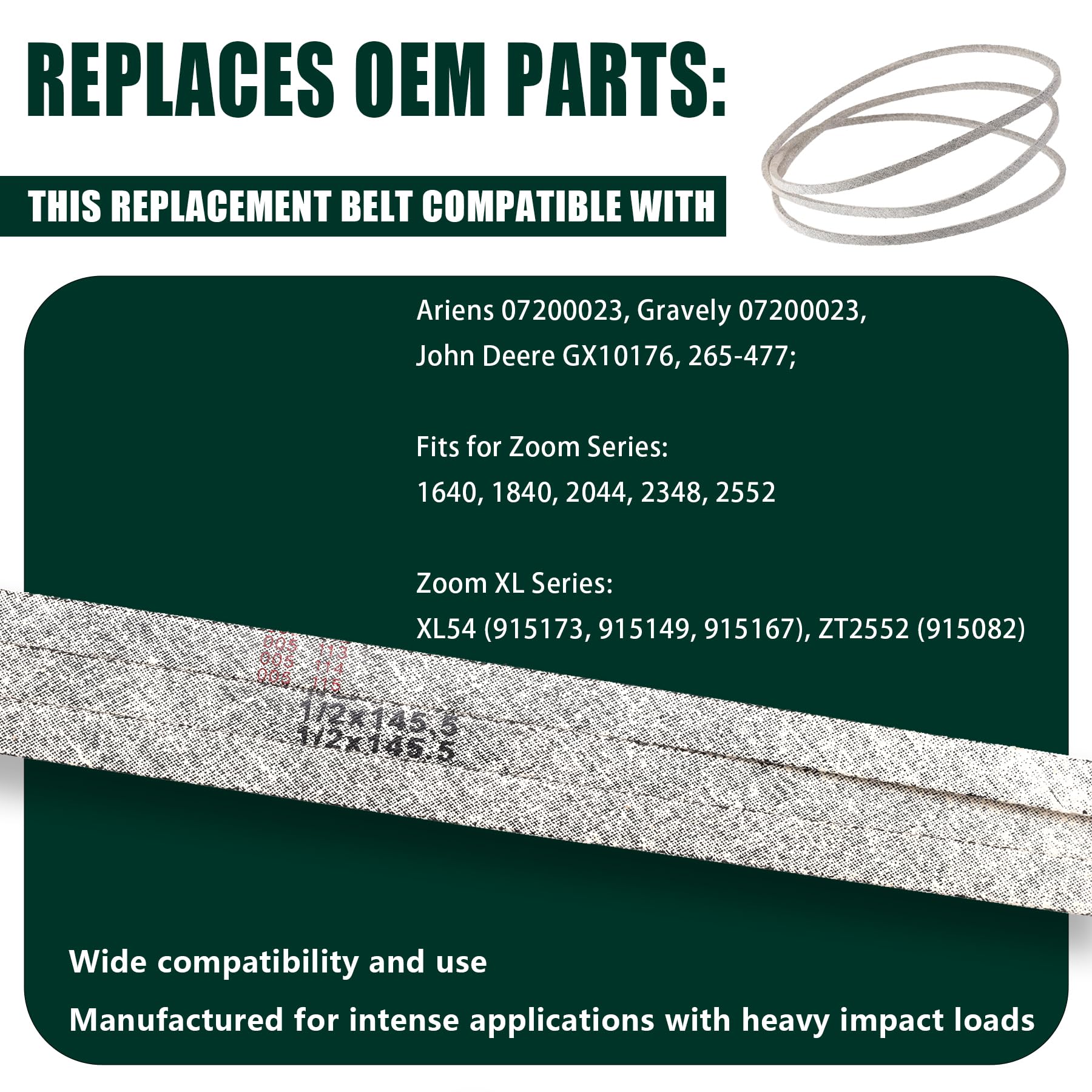PLAXNS belt routed on mower pulleys showing correct path and reduced slippage