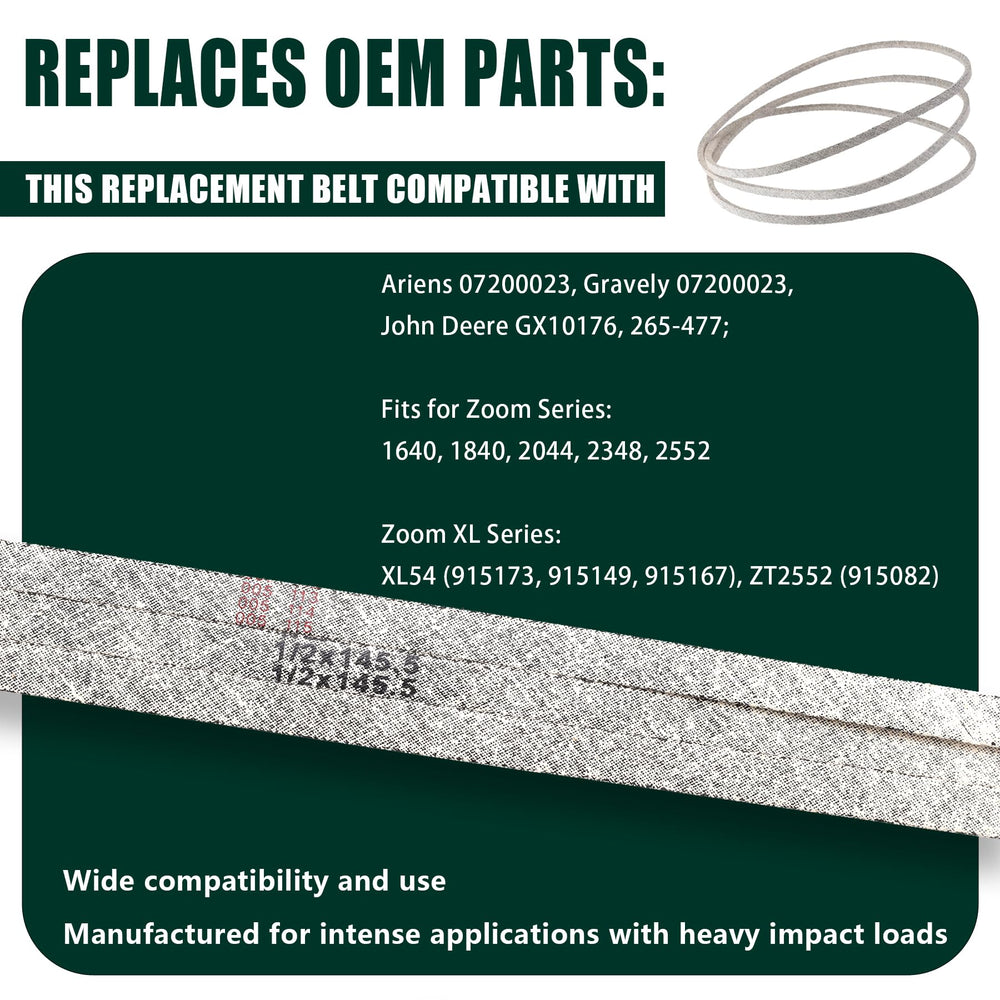 PLAXNS belt routed on mower pulleys showing correct path and reduced slippage