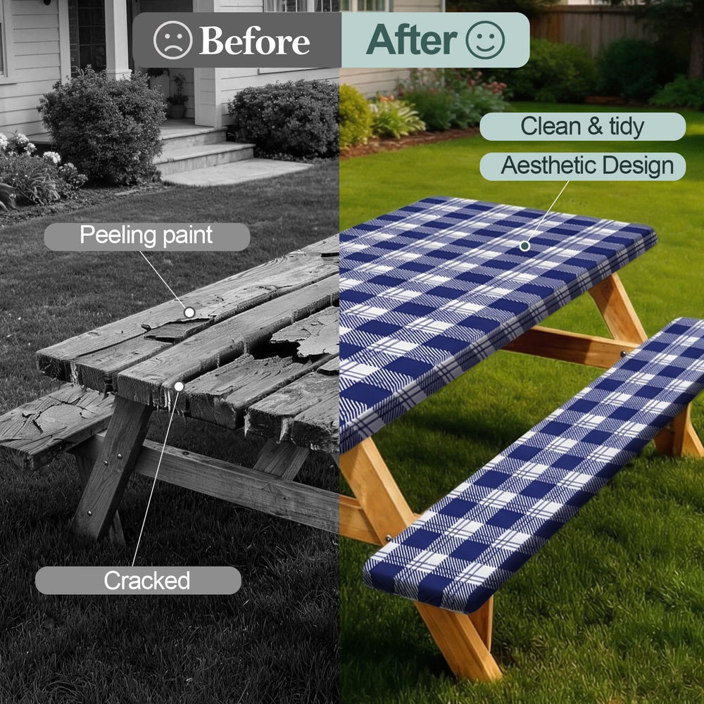 Play Tailor bench cover close-up highlighting snug fit and wind resistance