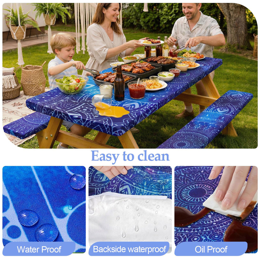 Play Tailor bench cover detail highlighting elastic hem for a secure windproof fit
