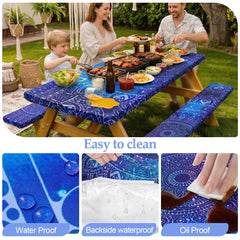 Play Tailor bench cover detail highlighting elastic hem for a secure windproof fit
