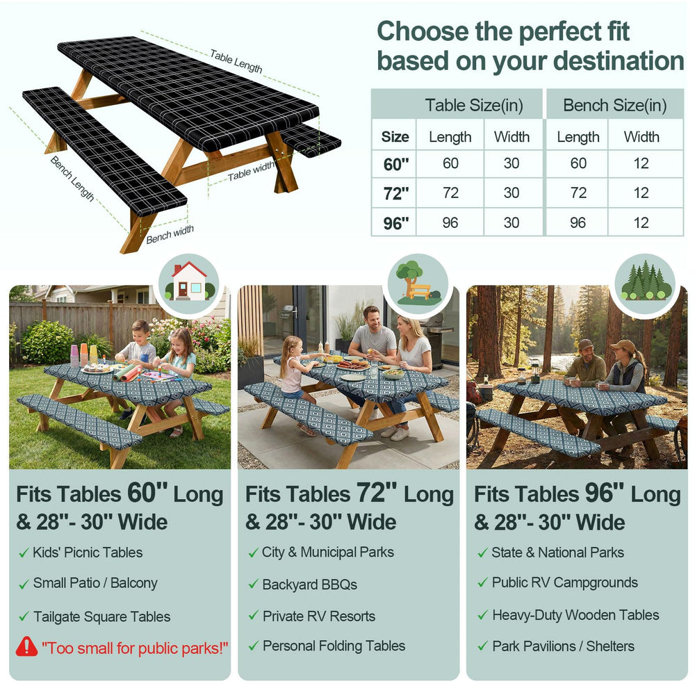 Play Tailor bench cover hugging bench frame, protecting seating surfaces