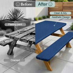 Play Tailor close-up of bench cover elastic hem showing snug windproof fit