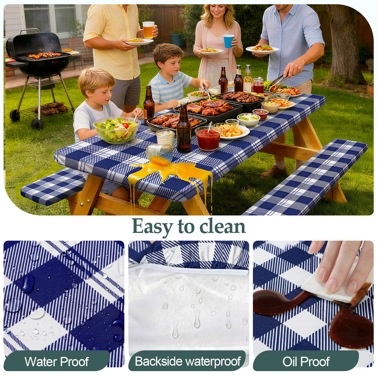 Play Tailor fitted covers used at picnic demonstrating spill protection benefit