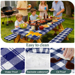 Play Tailor fitted covers used at picnic demonstrating spill protection benefit