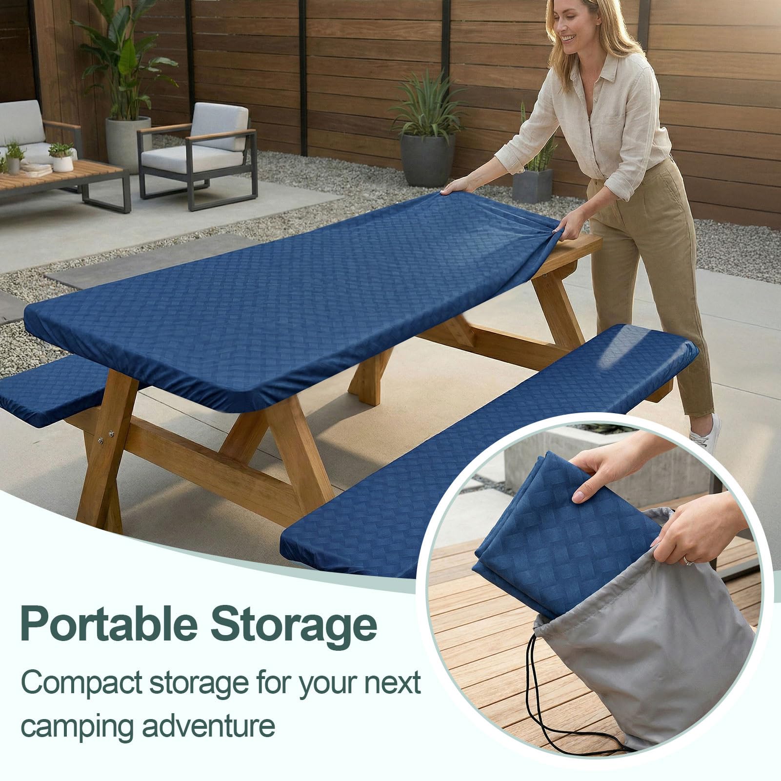 Play Tailor 8ft table with covers showing proper fit and scale