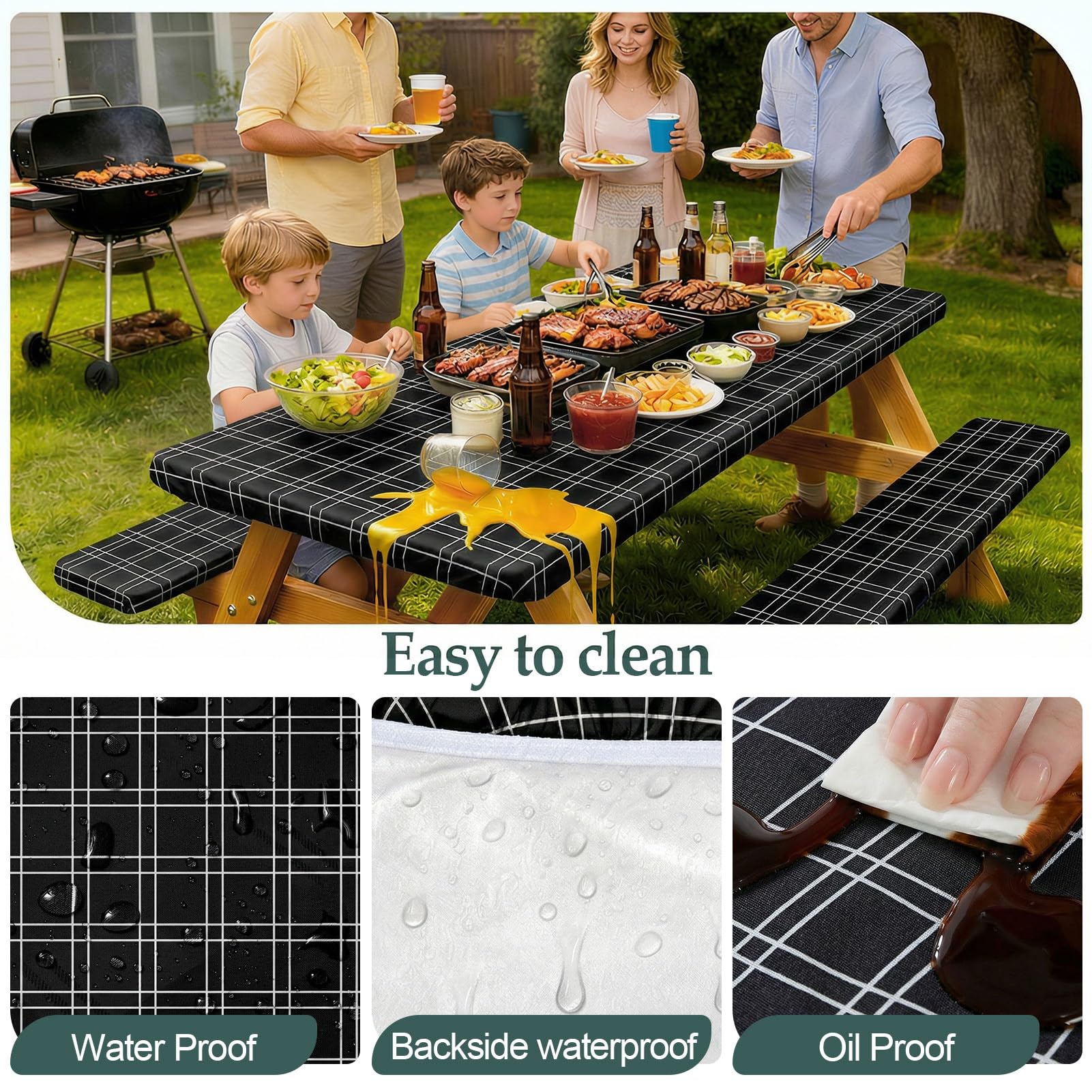 Play Tailor table cover fitted at an outdoor picnic, keeping tabletop clean