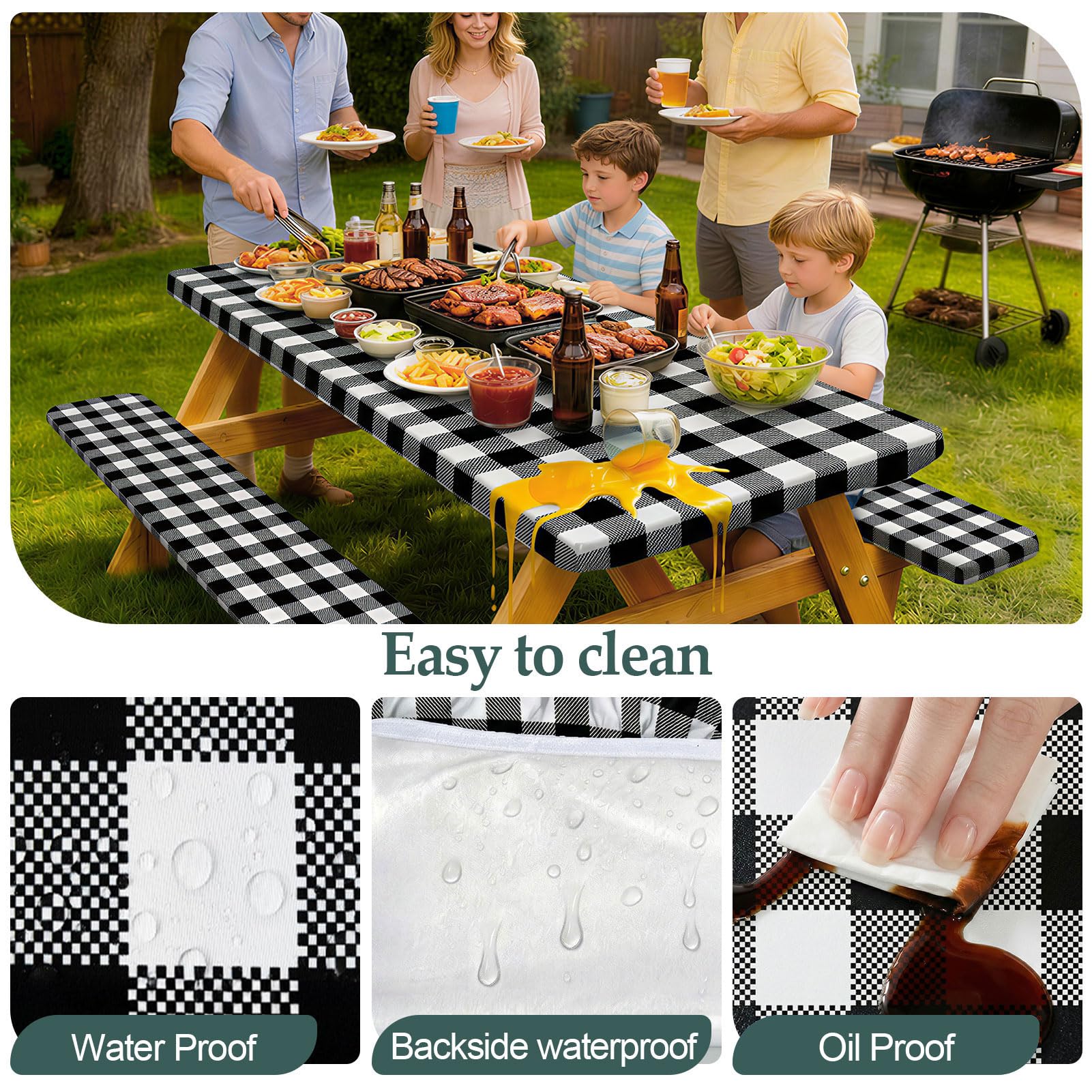 Play Tailor demonstration of spilled drink beading on cover highlighting easy wipe-clean benefit