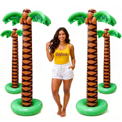 Playbees palmera inflable frontal mostrando diseño tropical y fácil montaje