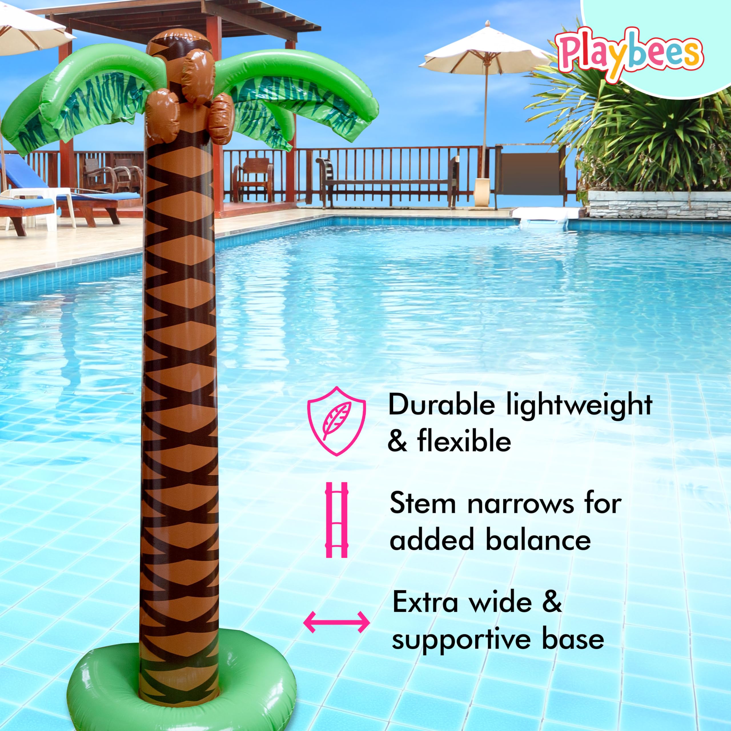 Playbees decoración interior de fiesta con palmera para ambiente temático
