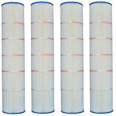 Pleatco filter cartridge front view showing dimensions and improved filtration