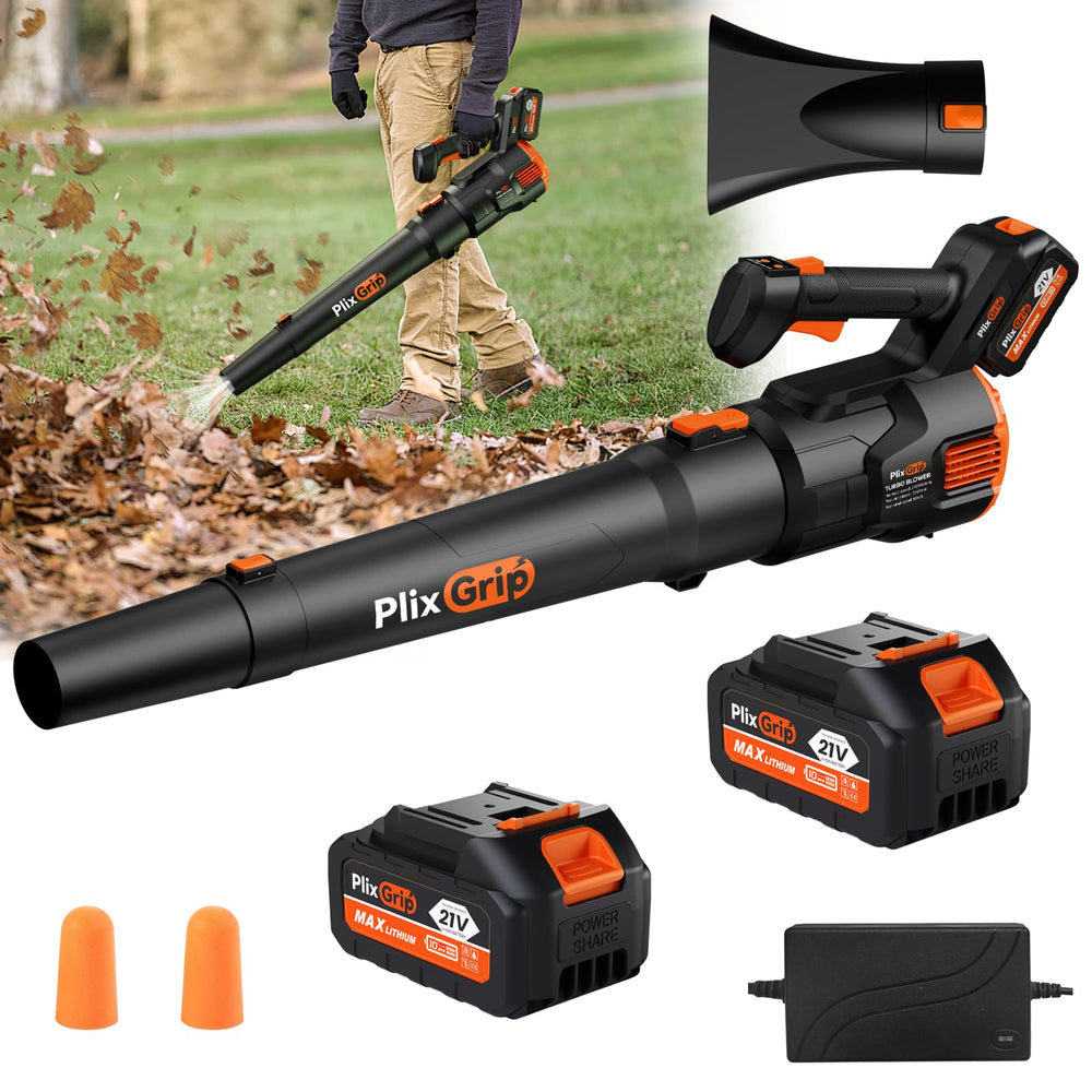 PlixGrip front view handheld blower showing compact design and portability benefit