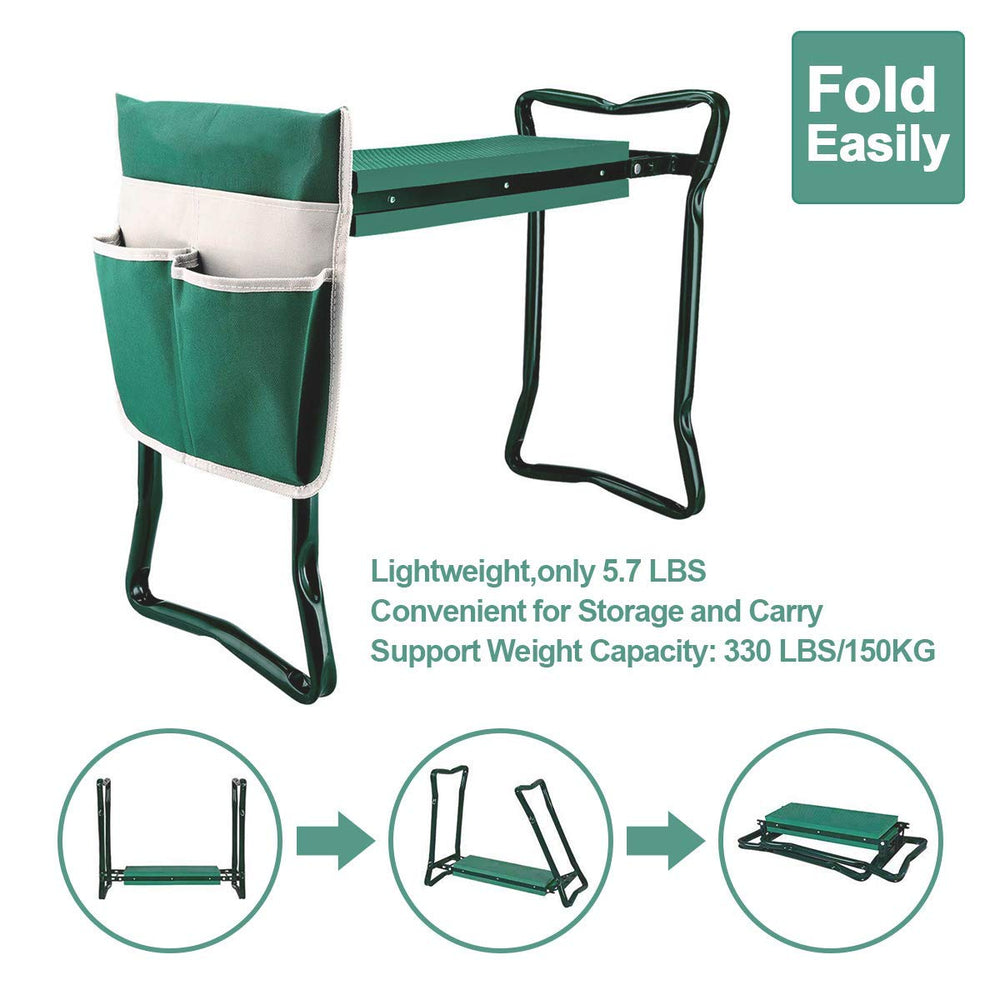 PLKO bench folded flat for compact storage and easy transport benefit